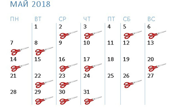 Лунный календарь стрижек на май 2018: благоприятные дни по Оракулу